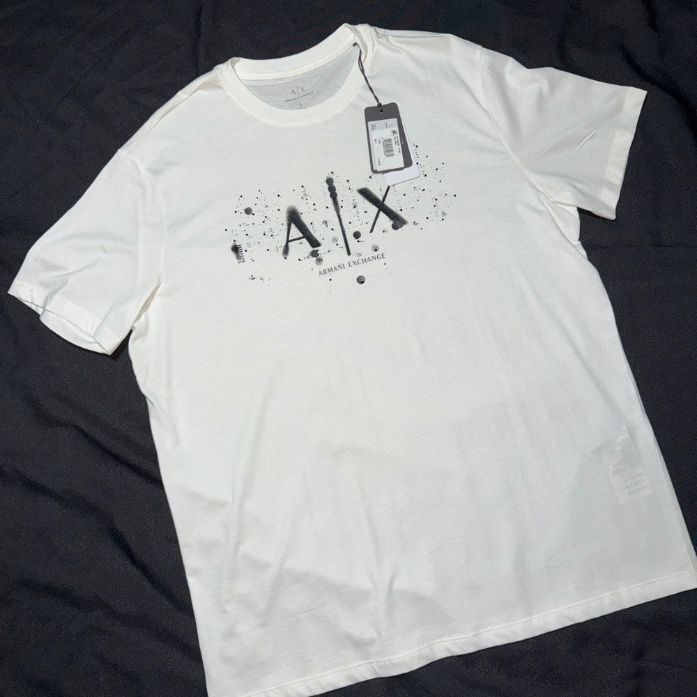 Armani Exchange White Graphic Tee